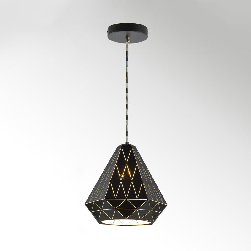 Stylish Metal Diamond Pendant Light In Black - Modern 1-Light Suspension Fixture