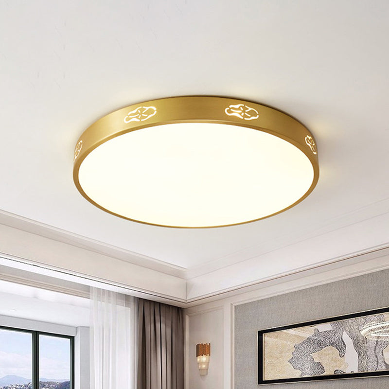 Gold Led Round Flush Mount Ceiling Light Fixture In 3 Color Options - Modern Style Available Sizes /