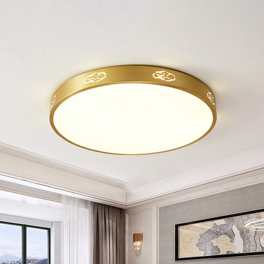 Gold Led Round Flush Mount Ceiling Light Fixture In 3 Color Options - Modern Style Available Sizes /