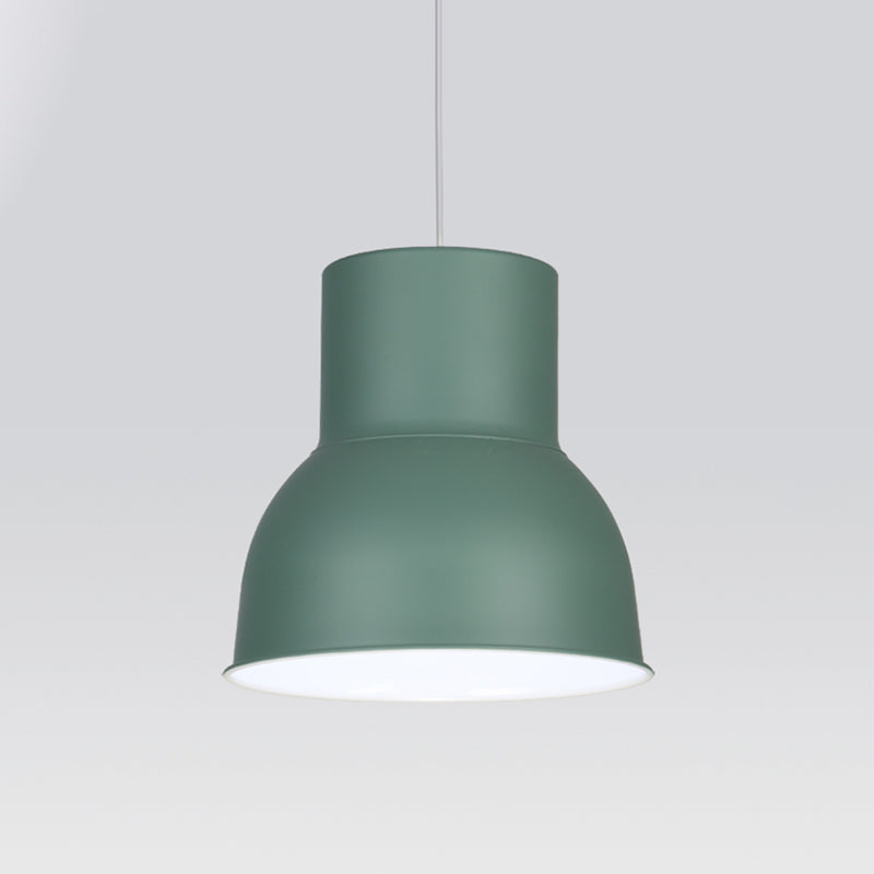 Minimalist Metal Dome Pendant Light With Blue/Green Shade - 10’/14’/15’ Width