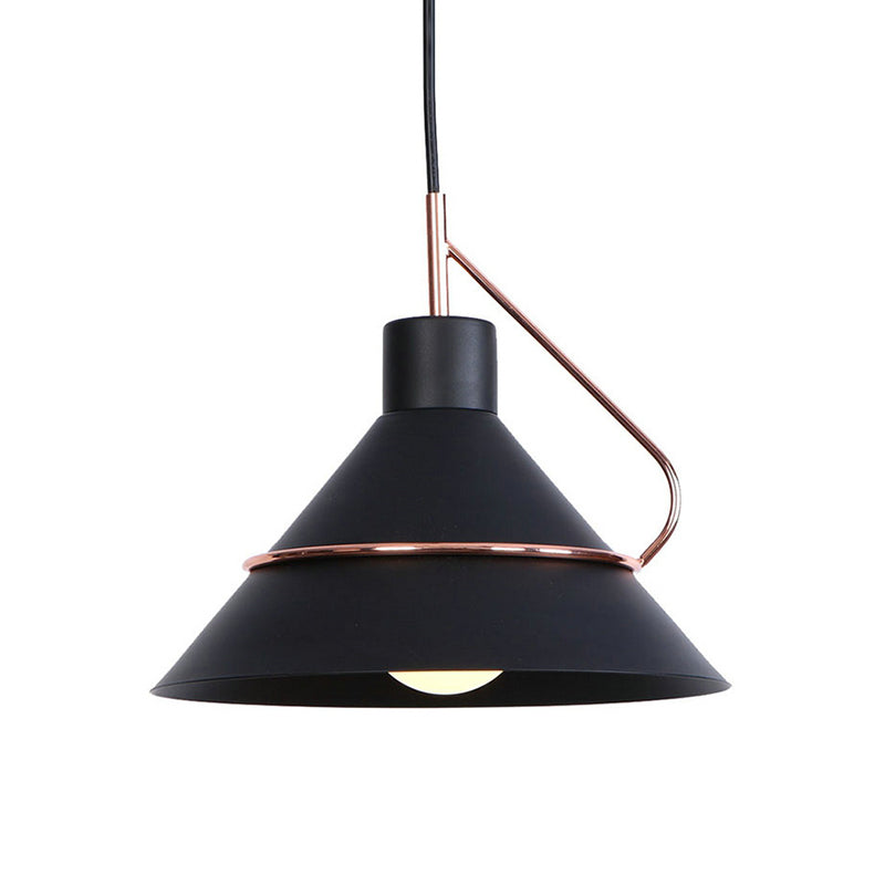 Modern Metal Pendant Lamp - Minimalist Conical Design 1 Light White/Black