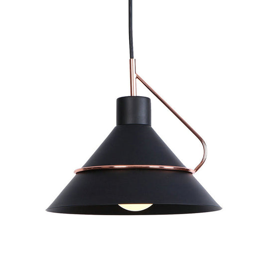 Modern Metal Pendant Lamp - Minimalist Conical Design 1 Light White/Black