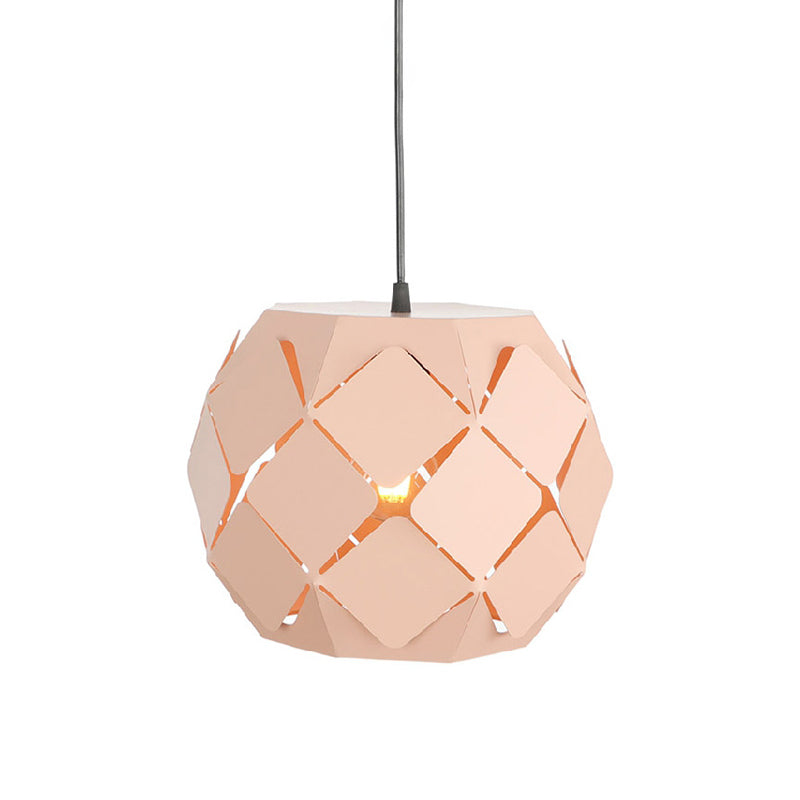 Laser-Cut Pink Metal Pendant Lamp: Minimalist 1-Light For Living Room