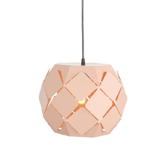Laser-Cut Pink Metal Pendant Lamp: Minimalist 1-Light For Living Room