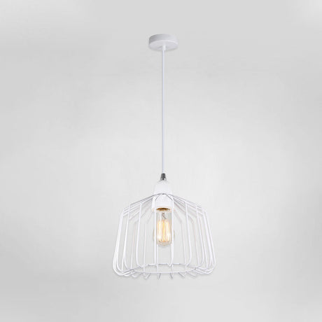 White Minimalist Metallic Pendulum Light: Stylish 1-Light Hanging Lamp Kit For Bedrooms