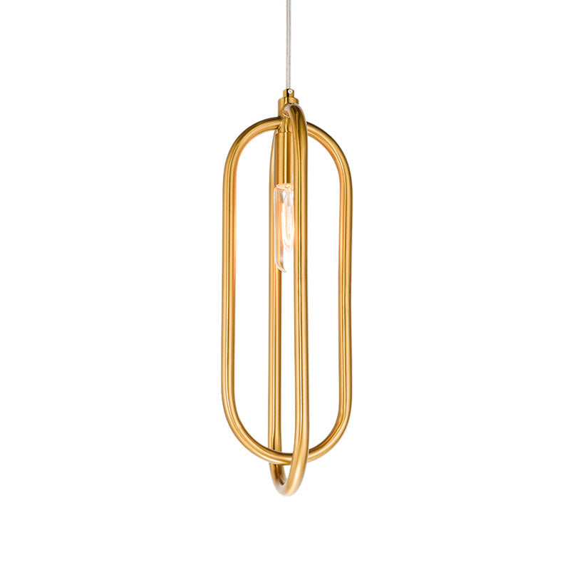 Modern Brass Oval Ring Down Lighting Pendant: 1-Light Metal Suspension For Living Room