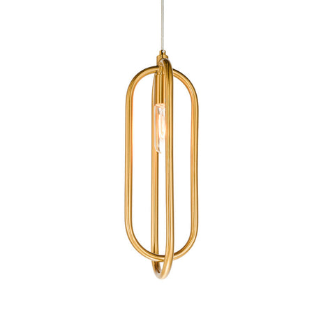 Modern Brass Oval Down Lighting Pendant For Living Room - 1 Light Metal Suspension