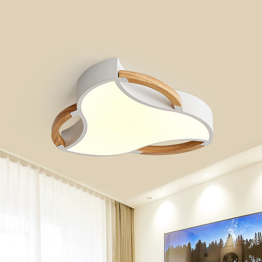 Modern Led Wood Flush Mount Ceiling Light In White/Natural 16/19.5/23.5 Wide White / 16 Natural