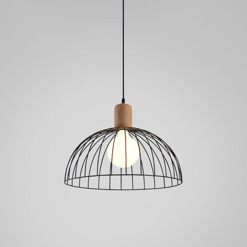 Dome Pendant Light: Minimalist Metal 1 Head Black Design For Living Room