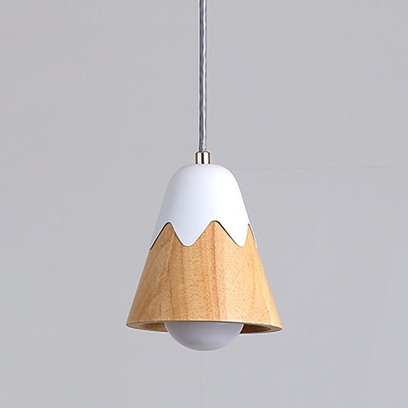 Modernist White Wood Shade Pendant Light - Sleek 1-Head Suspended Lighting Fixture