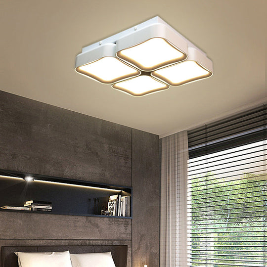 Modern Led Square Flush Mount Bedroom Ceiling Light In 3 Color Options