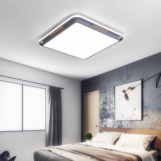 Contemporary Metal Flush Lighting In Grey/White With Led Close To Ceiling Lamp White/Warm Light