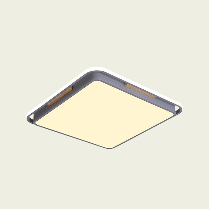 Contemporary Metal Flush Lighting In Grey/White With Led Close To Ceiling Lamp White/Warm Light