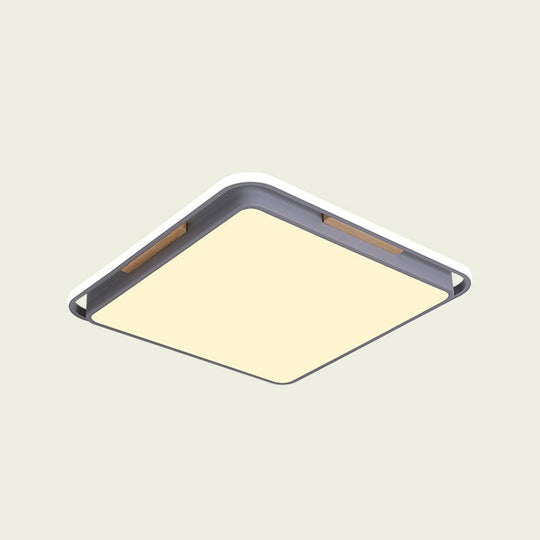 Contemporary Metal Flush Lighting In Grey/White With Led Close To Ceiling Lamp White/Warm Light