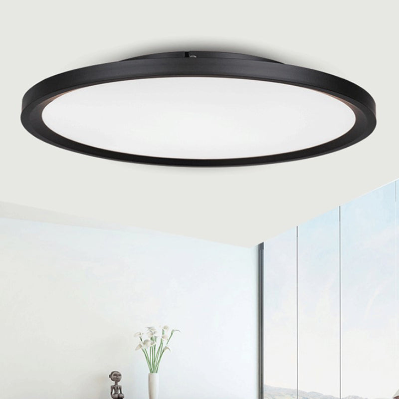 Modern Led Flush Mount Light With Metal Shade And Acrylic Diffuser In White/Warm 16/19.5 Diameter