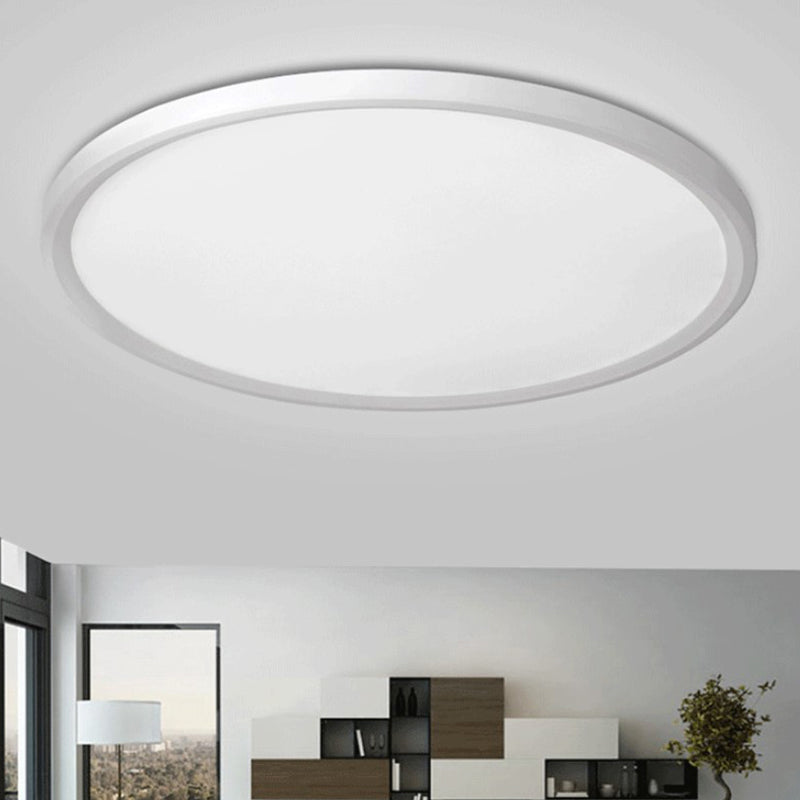 Modern Led Flush Mount Light With Metal Shade And Acrylic Diffuser In White/Warm 16’/19.5’