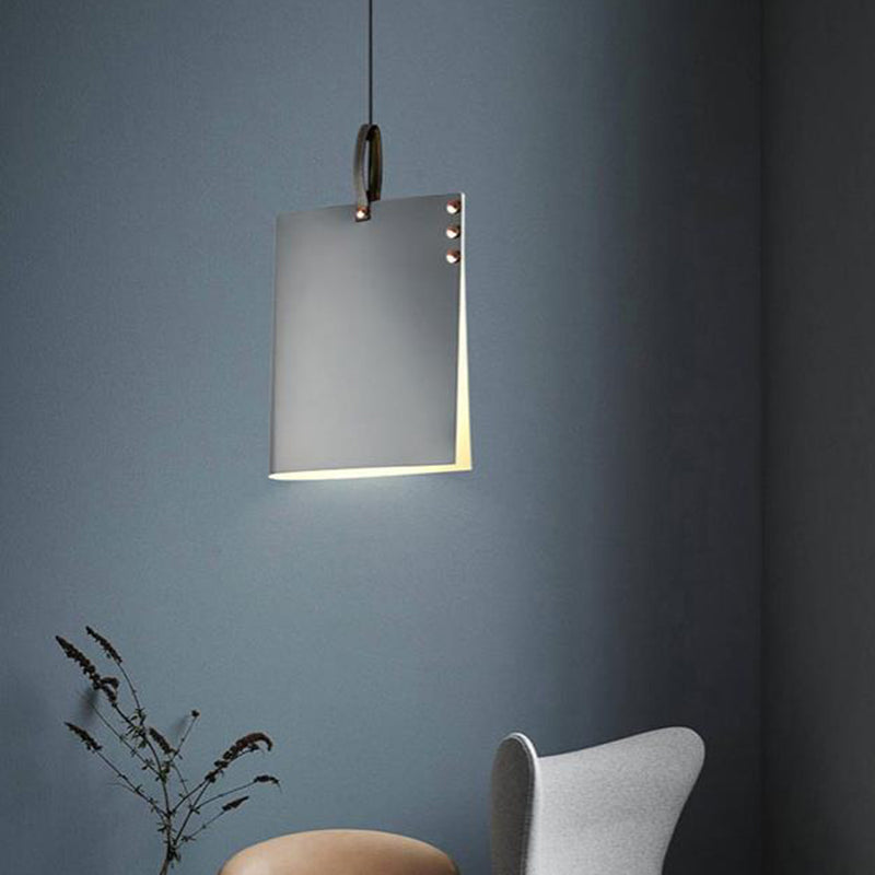 Modern Hanging Light With Metal Shade - Grey Rectangular Suspended Lighting Fixture