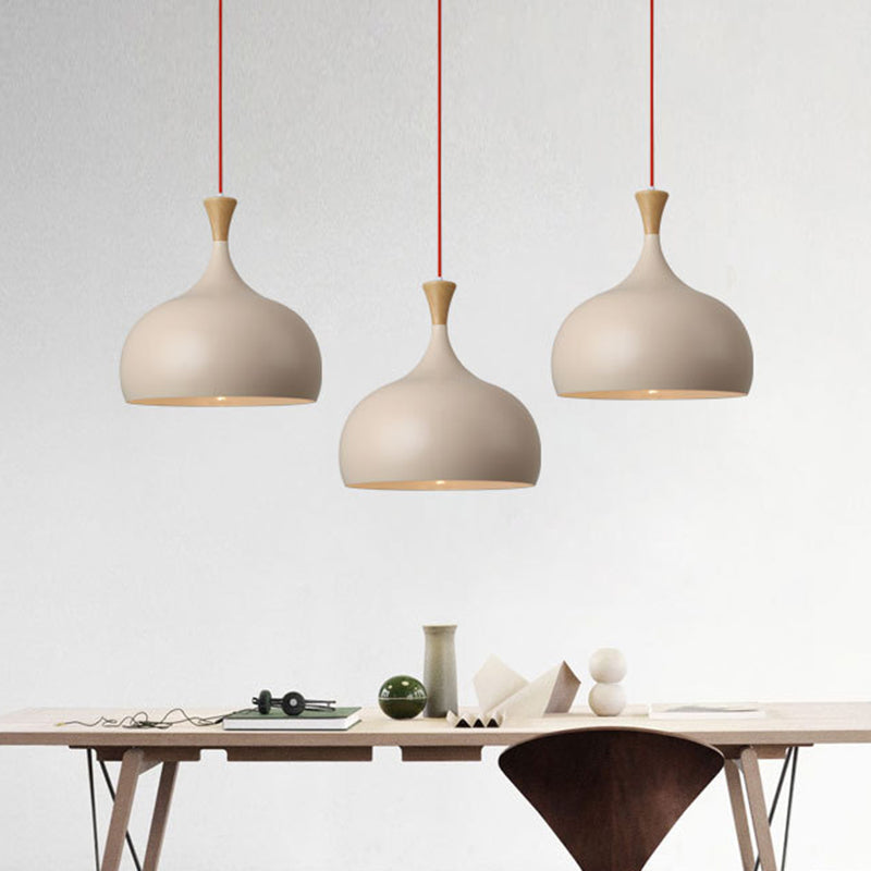 Bowl Ceiling Lamp - Modern Metal Hanging Light Fixture With Wood Cap’