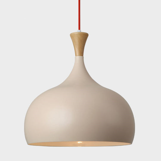 Bowl Ceiling Lamp - Modern Metal Hanging Light Fixture With Wood Cap’