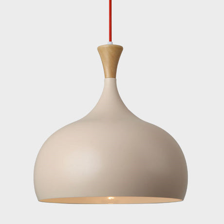 Modern Metal Ceiling Lamp - Brown Hanging Light Fixture With Wood Cap