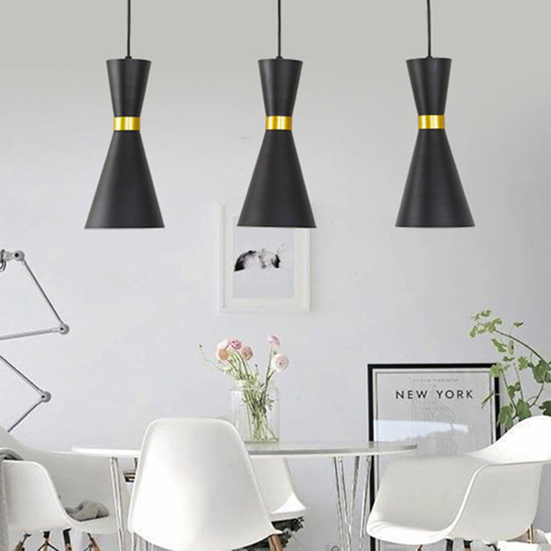 Modern Tapered Pendant Ceiling Lamp In Black/White - Metal 1 Bulb Suspension Lighting