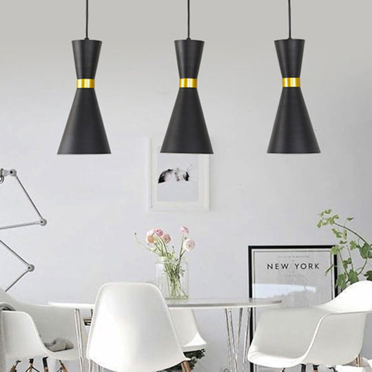 Modern Tapered Pendant Ceiling Lamp - Metal Suspension Light With 1 Bulb In Black/White