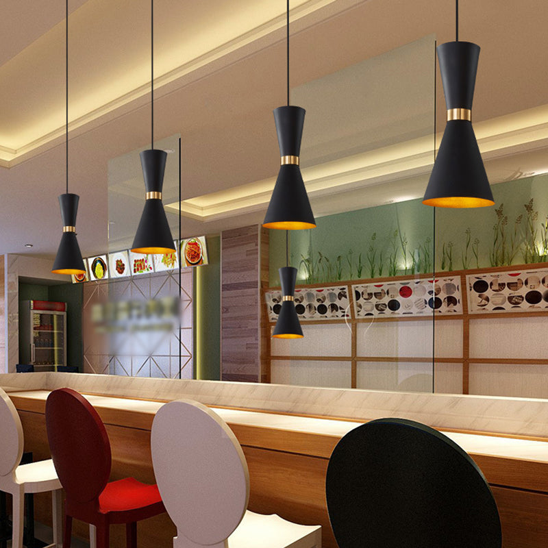 Modern Tapered Pendant Ceiling Lamp - Metal Suspension Light With 1 Bulb In Black/White