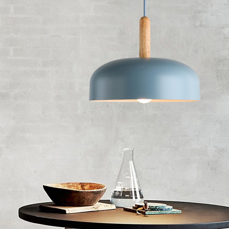 Nordic Metal Domed Ceiling Lamp: Modern Blue Hanging Light For Living Room