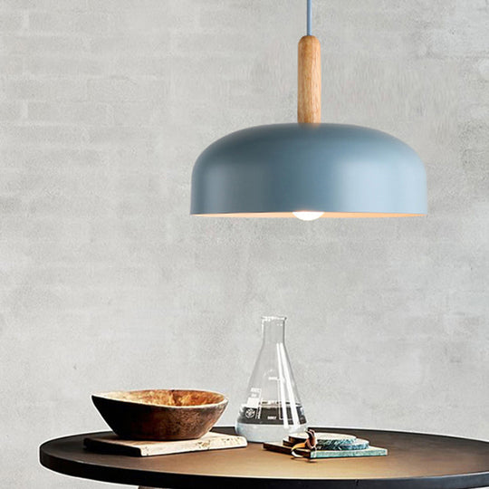 Nordic Metal Domed Ceiling Lamp: Modern Blue Hanging Light For Living Room