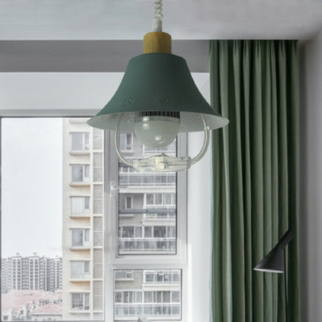 Modern Flare Metal Pendant Light Fixture - Blue/Yellow