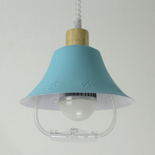 Modern Flare Metal Pendant Light Fixture - Blue/Yellow