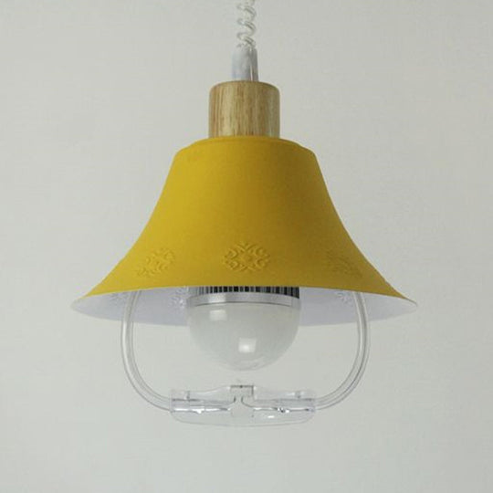 Modern Wide Flare Pendant Light Fixture - Blue/Yellow