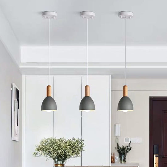 Modernist 1-Bulb Grey Ceiling Light With Metal Shade - Stylish And Suspended Lighting Fixture