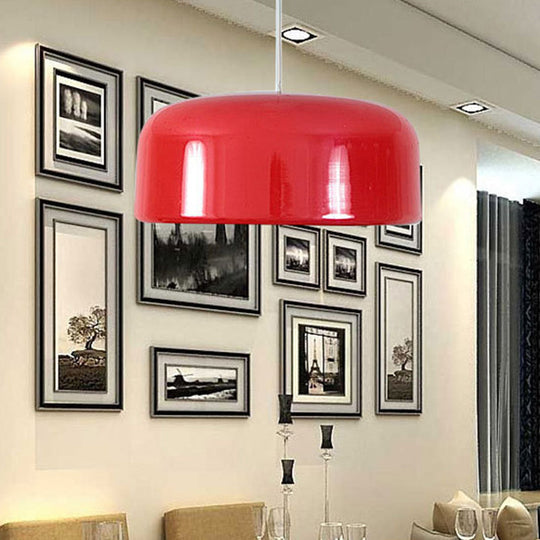 Contemporary Metal Red Hanging Light Fixture Round Ceiling Lighting 1 Bulb 14/19/23.5 Wide / 14