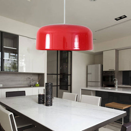 Contemporary Metal Red Hanging Light Fixture - Round Ceiling Lighting 14’’/19’’/23.5’’ Wide