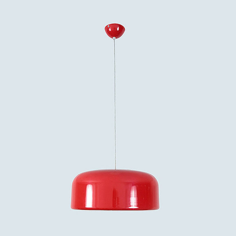 Contemporary Metal Red Hanging Light Fixture Round Ceiling Lighting 1 Bulb 14/19/23.5 Wide