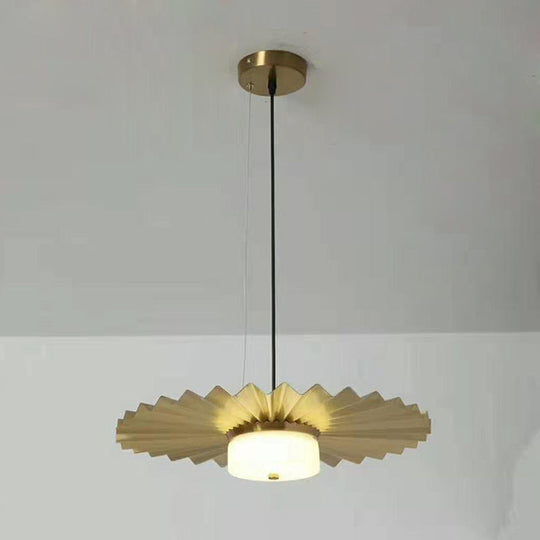 Modernist Circle Metal Hanging Light: 1-Head Black/Gold Suspension Lamp For Living Room Ceiling