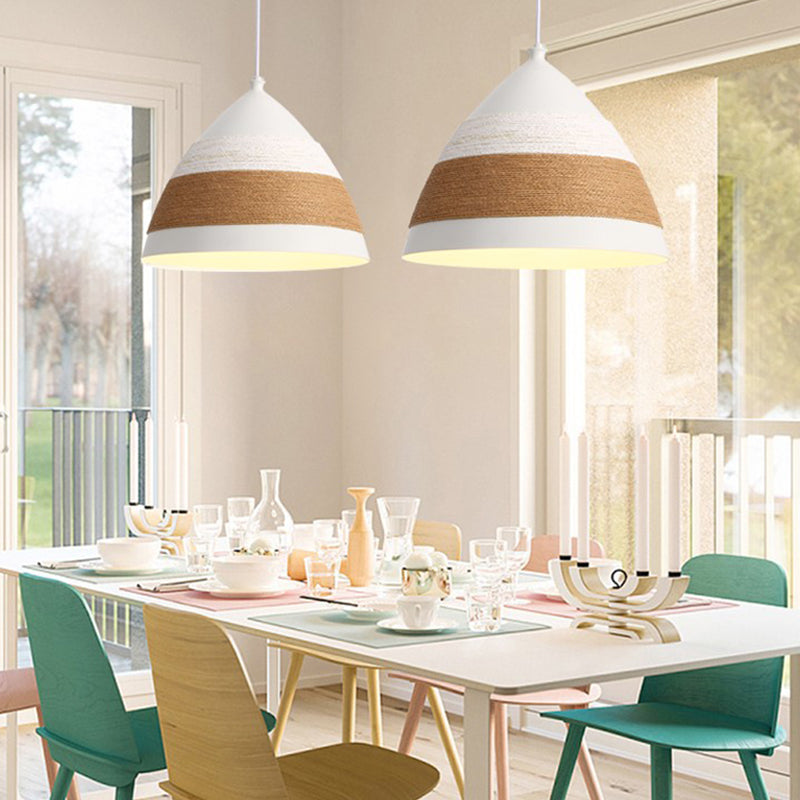 Contemporary Domed Pendant Lamp - Metal White 1 Head 9/14 Wide Ceiling Hanging Light