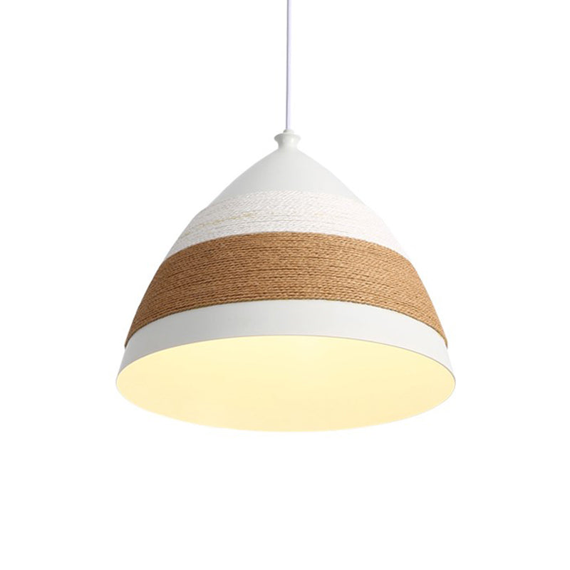 Contemporary Domed Pendant Lamp - Metal White 1 Head 9/14 Wide Ceiling Hanging Light / 14