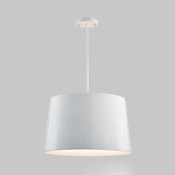 Modern Black/White Drum Pendant Light With Metal Shade - 1 Bulb Hanging Ceiling Fixture