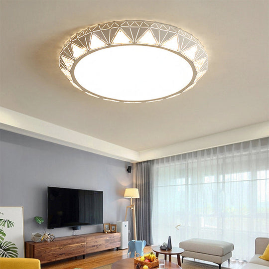 Contemporary Crystal White Led Ceiling Light - Modern Tapered Shape Remote Control & Stepless