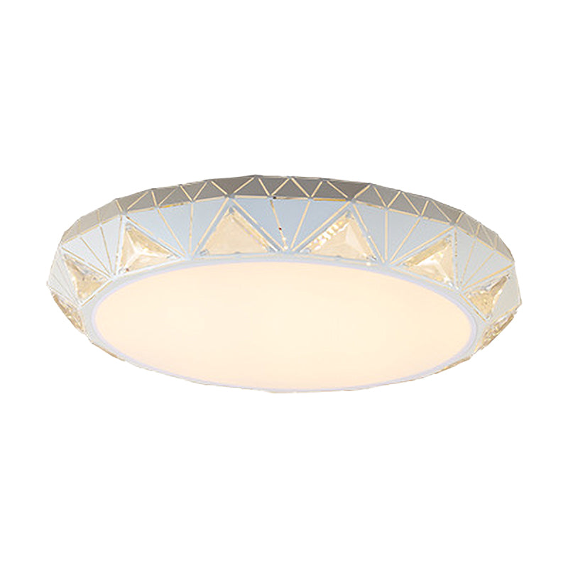 Contemporary Crystal White Led Ceiling Light - Modern Tapered Shape Remote Control & Stepless