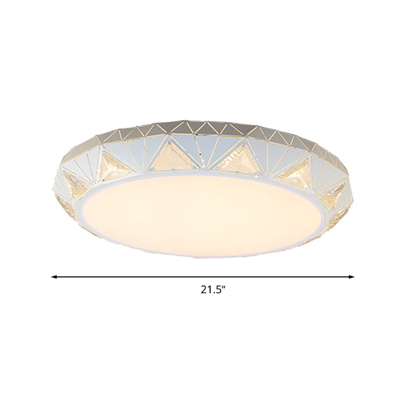 Contemporary Crystal White Led Ceiling Light - Modern Tapered Shape Remote Control & Stepless