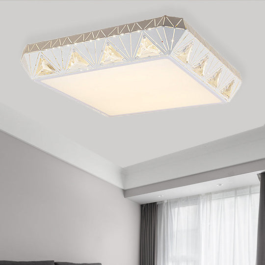 Contemporary Crystal White Led Ceiling Light - Modern Tapered Shape Remote Control & Stepless