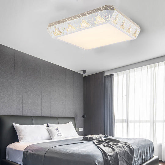 Contemporary Crystal White Led Ceiling Light - Modern Tapered Shape Remote Control & Stepless