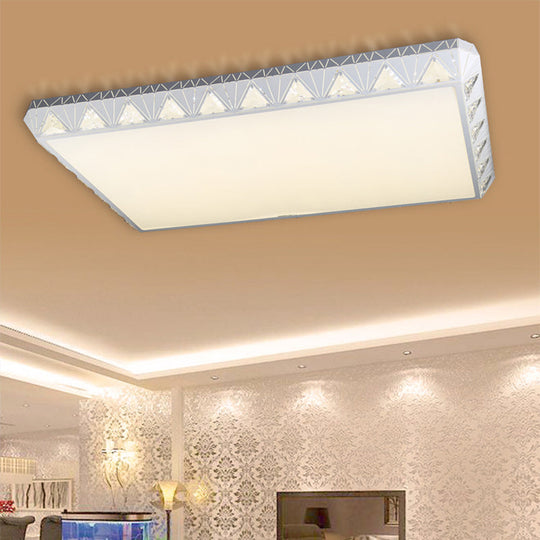 Contemporary Crystal White Led Ceiling Light - Modern Tapered Shape Remote Control & Stepless