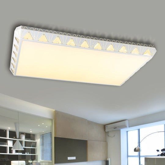 Contemporary Crystal White Led Ceiling Light - Modern Tapered Shape Remote Control & Stepless