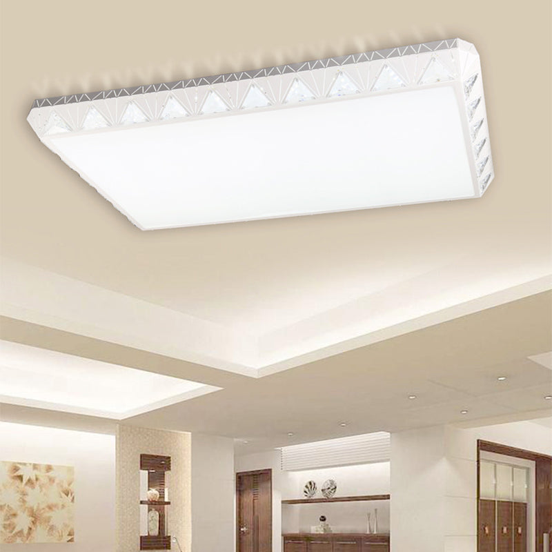 Contemporary Crystal White Led Ceiling Light - Modern Tapered Shape Remote Control & Stepless