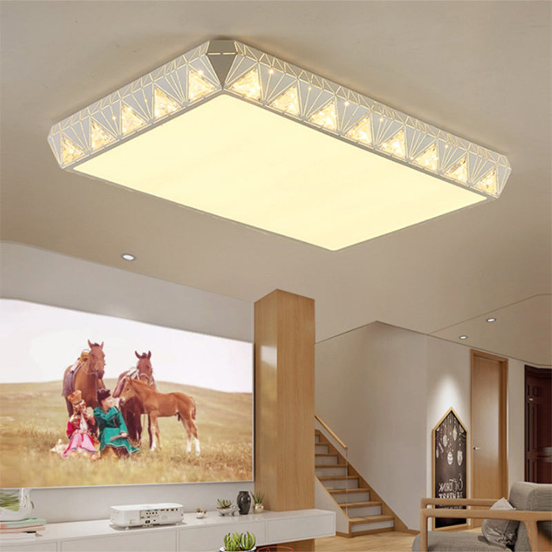 Contemporary Crystal White Led Ceiling Light - Modern Tapered Shape Remote Control & Stepless