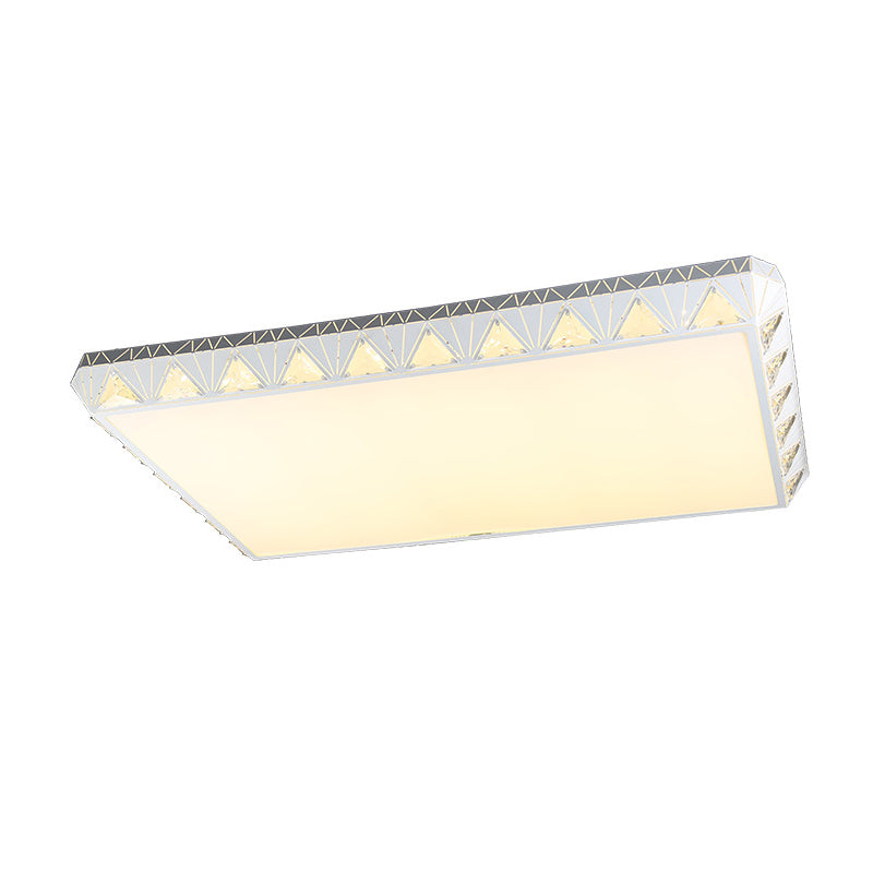 Contemporary Crystal White Led Ceiling Light - Modern Tapered Shape Remote Control & Stepless